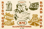 USA Retro Road Trip illustrations, an Object Illustration by Nocturnal Wolf (Thumbnail 1 of 19)