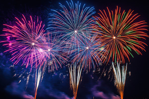 Vibrant Fireworks Display Night Sky, a Photo by Pixeness Studio