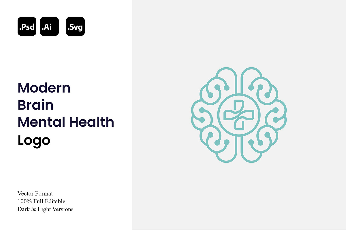 Modern Brain Mental Health Logo, a Branding & Logo Template by Luxury Logos (Photo 1 of 4)