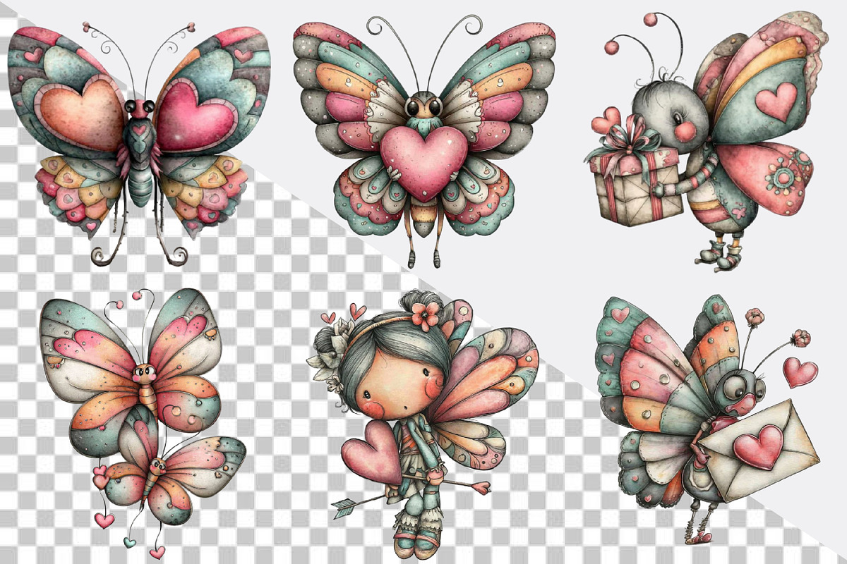 Whimsical Spring Butterfly Clipart B, an Illustration by SVGArt (Photo 2 of 7)