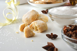 Tasting of anise and sugar cookies on table with ingredients, a Food & Drink Photo by Davizro's Market