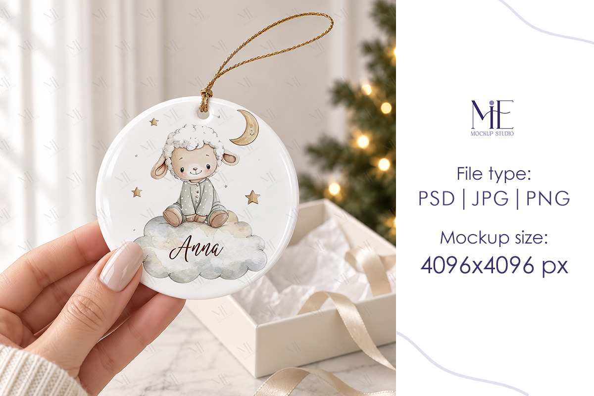 Christmas Ceramic Ornament Mockup, a Merchandise Mockup by Mie Mockup Studio (Photo 4 of 7)