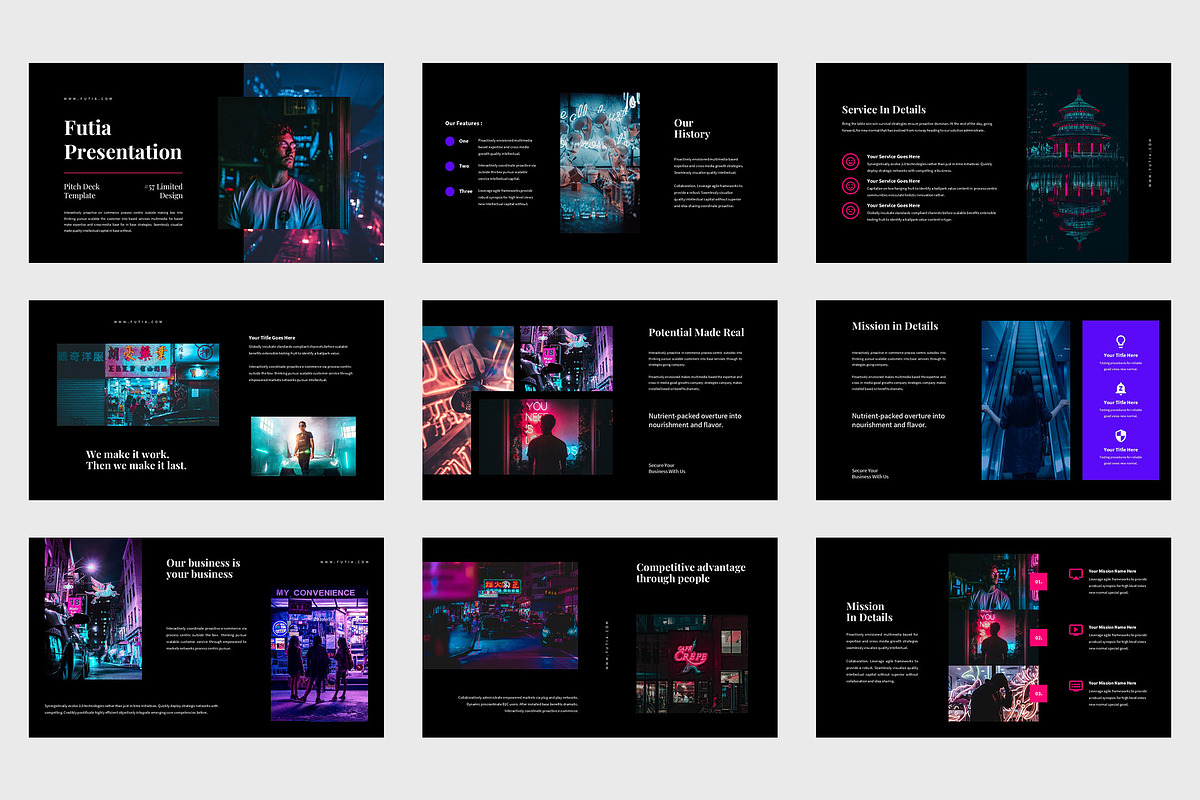 Futia : Neon Colors Google Slides, a Presentation Template by Punkl Camp (Photo 2 of 9)