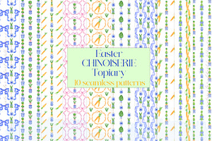 Easter Chinoiserie Topiary Clipart