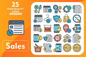 25 Sales Line Filled Icons, an Icon by Pexelpy