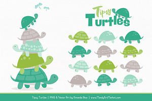 Emerald Isle Turtle Stack Clipart, an Illustration by Amanda Ilkov