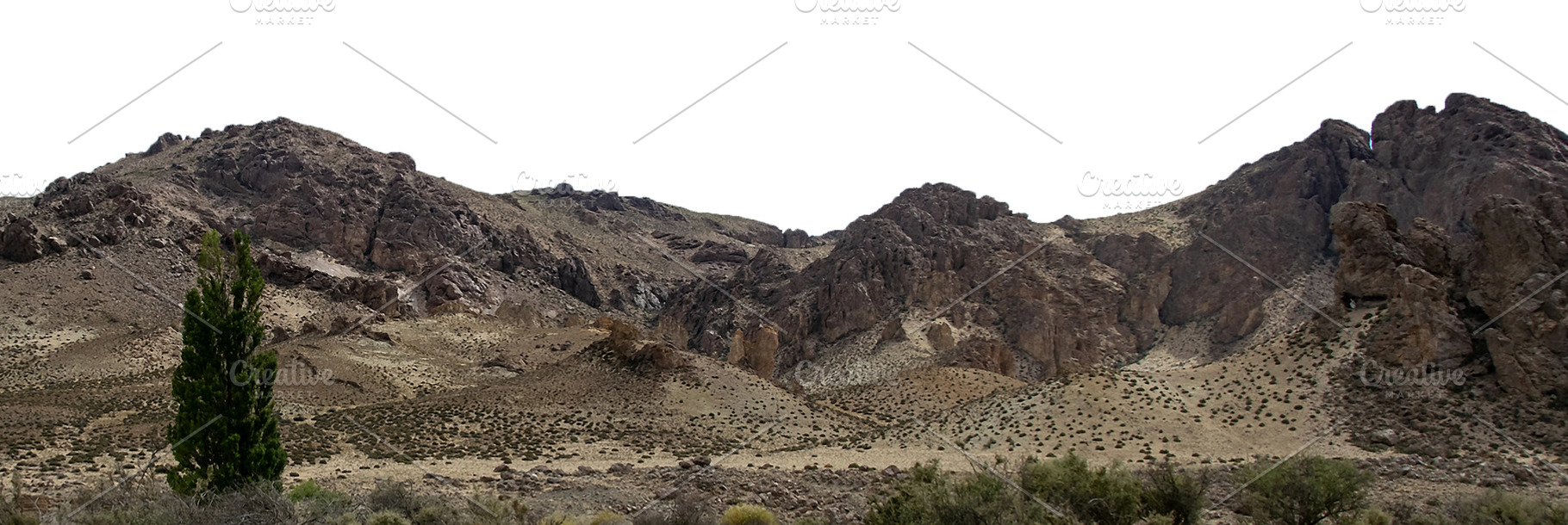 Patagonian steppe and rocky mountains isolated photo, a Nature Photo by DanFLCreativo