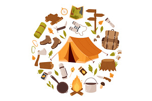 Camping Essentials A Vibrant and, a Sport Illustration by Flashvector