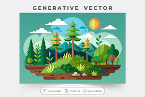 Illustration of a forest with mounta, a Graphic by Iftikhar Alam