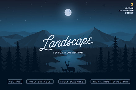 Deers and the Landscape Vector