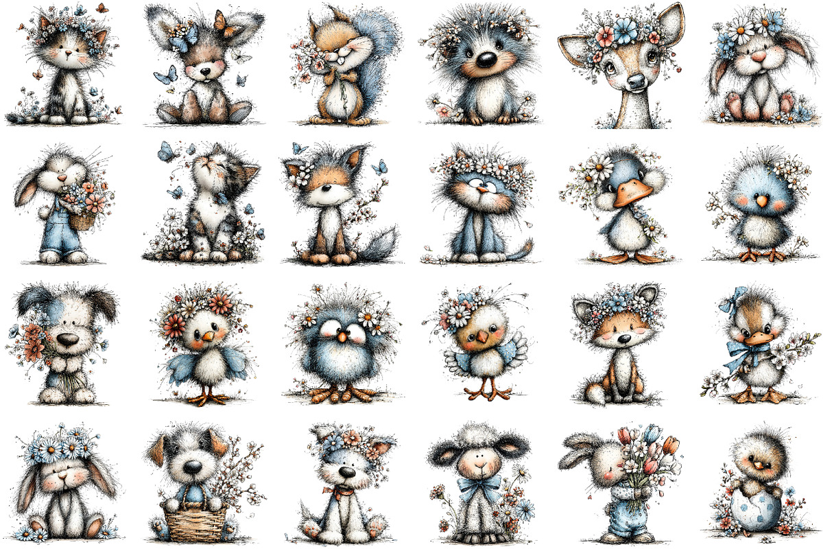 Whimsical Spring Animals Clipart, an Animal Illustration by designcity5 (Photo 2 of 5)