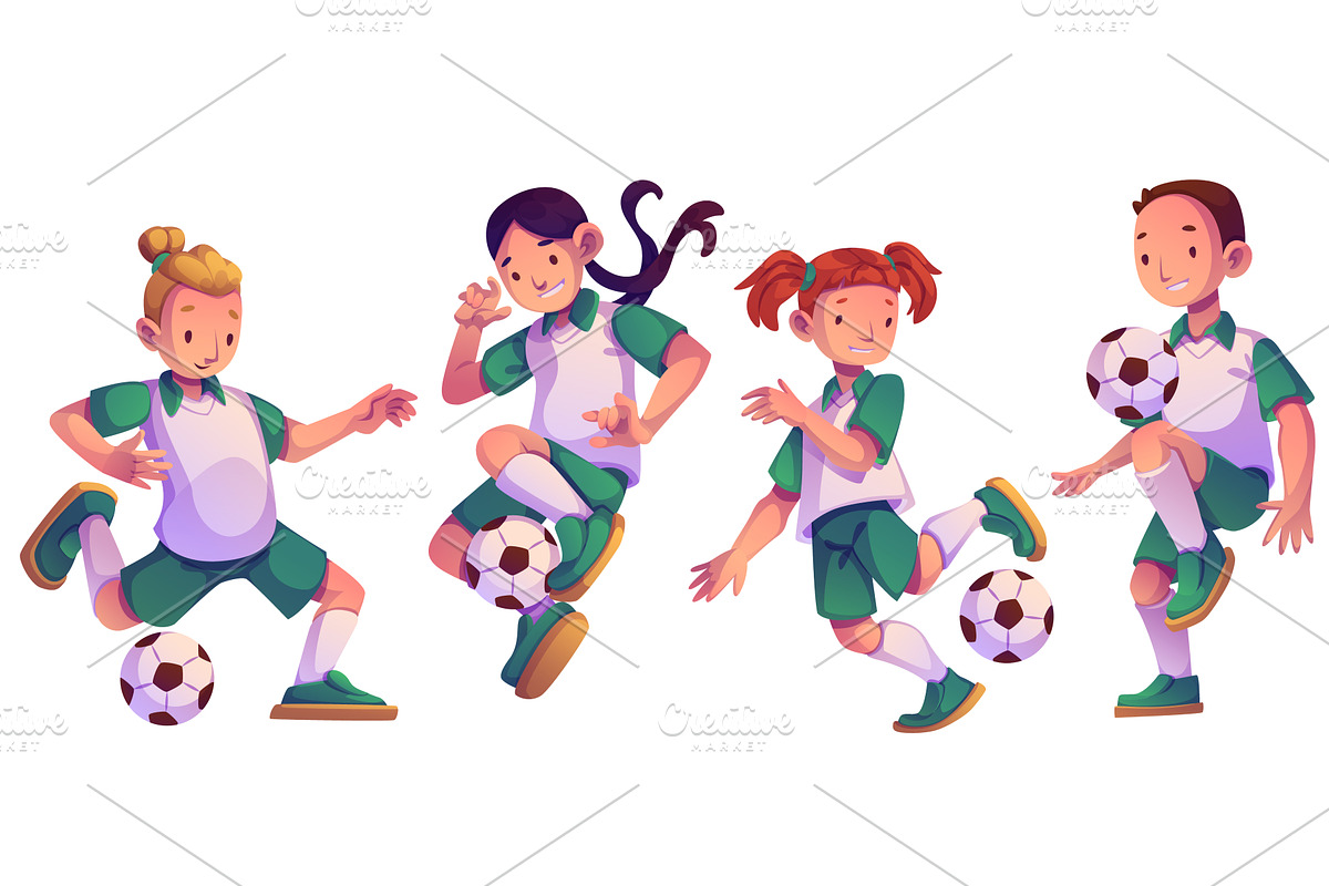 Soccer sport kids in action poses, a Sport Illustration by art PVP - market