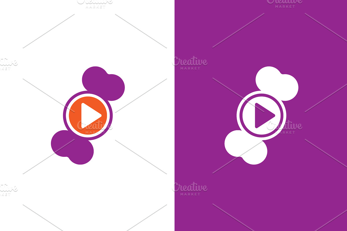 Human bone and button play logo, a Healthcare Illustration by GraphiShop