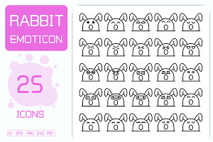 Angry and Amazed Rabbit Emojis, an Outline Icon by Designfour