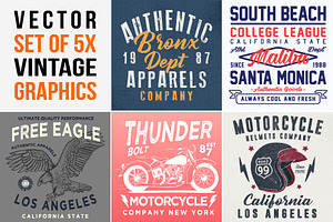 VECTOR SET OF VINTAGE GRAPHICS 5X