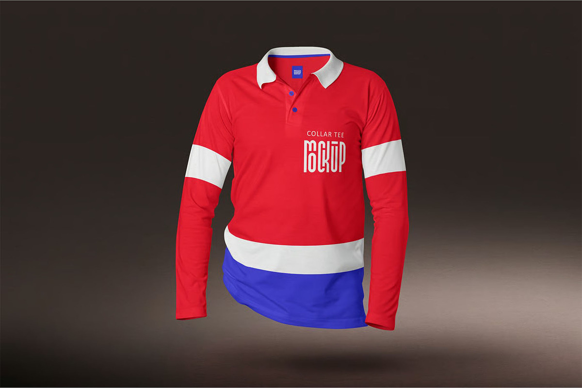 Polo T-Shirt Long Sleeve Mockup, a Shirt Mockup by megostudi0 (Photo 2 of 7)