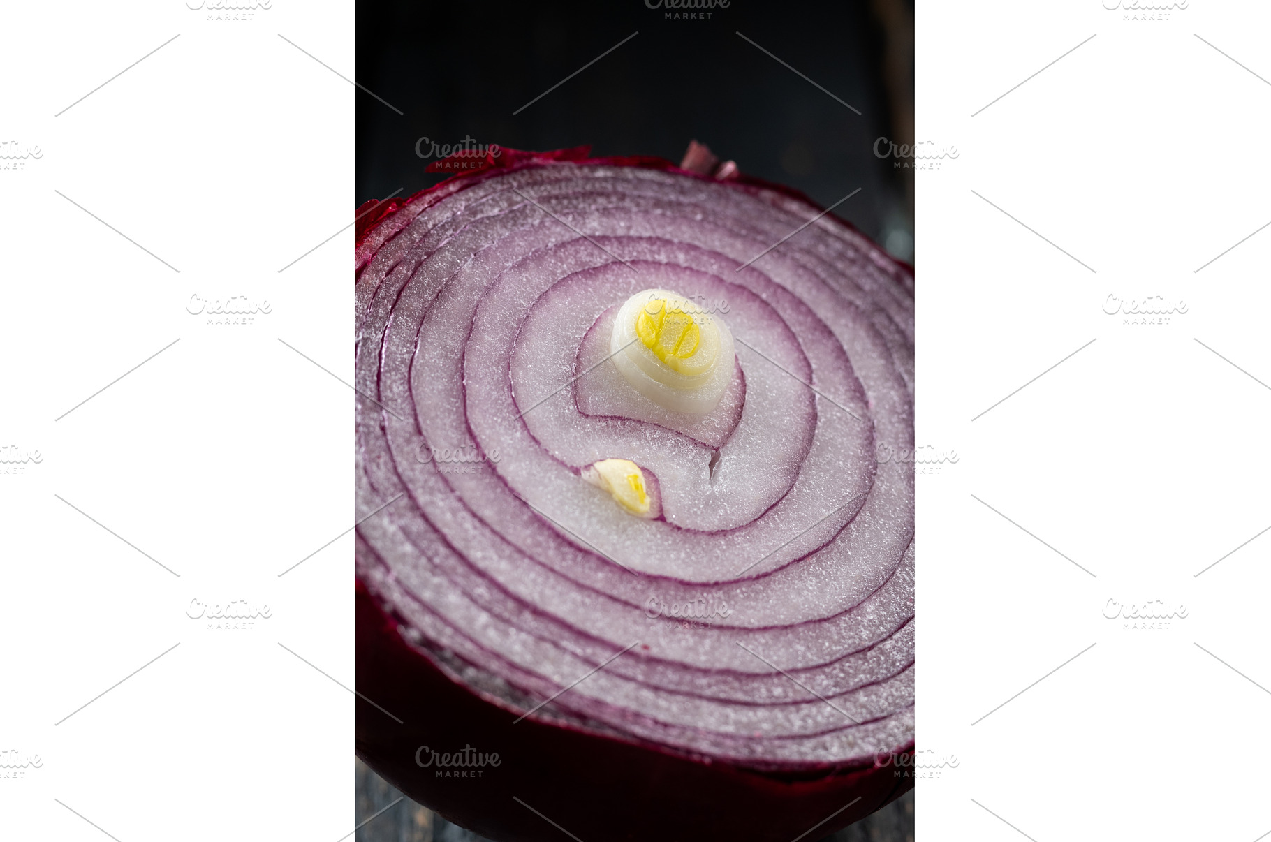 Macro photo of a sliced red onion, a Food & Drink Photo by Stockphoto by vzwer