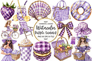 Purple Gingham Summer Clipart, an Illustration by OK Design (Thumbnail 1 of 5)