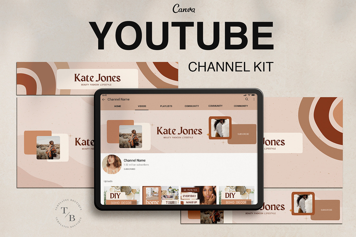 YouTube Channel Branding Kit | Canva, a Social Media Template by Templates Boutique (Photo 1 of 8)