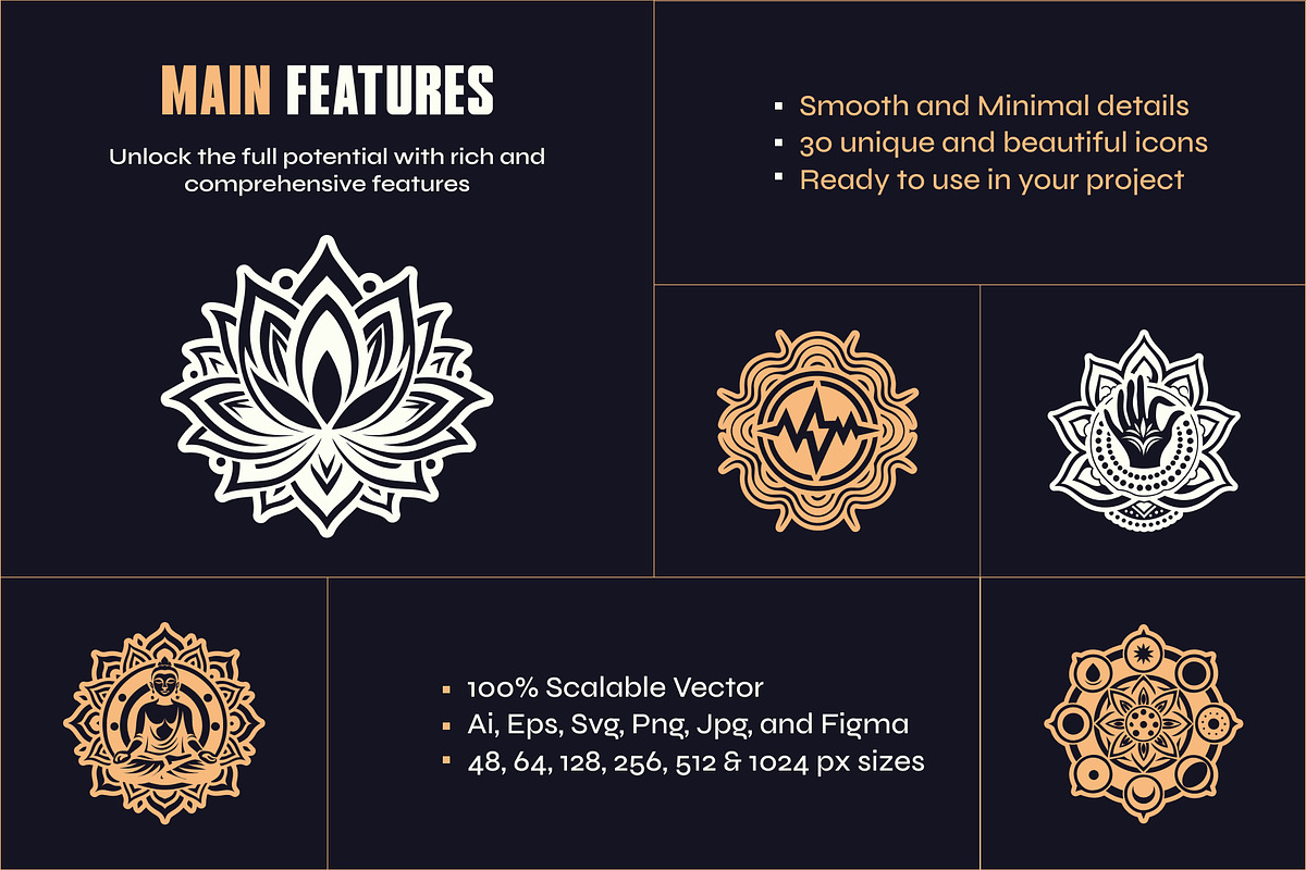 Yoga Symbols Vector Art Set, a Healthcare Illustration by Creative Stall (Photo 2 of 10)