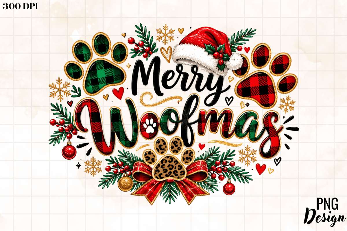 Merry Woofmas Dog Paws Christmas PNG, an Object Graphic by Cut File (Photo 2 of 3)