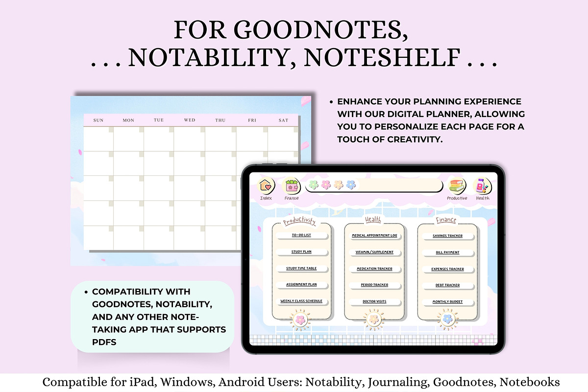 Cute Undated Digital Planner, a Stationery Template by Tas Creative Studio (Photo 8 of 9)