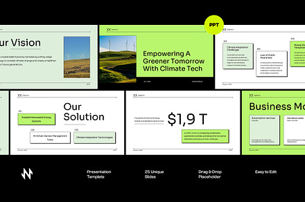 Climate Tech Pitch Deck PowerPoint, a Presentation Template by Neermana