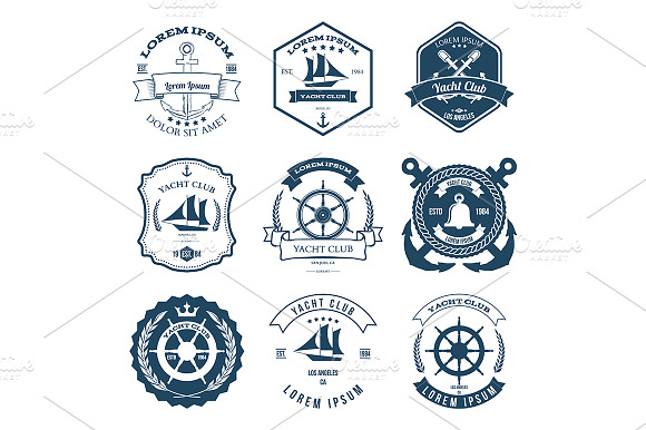 Set Of Yacht Club Labels Design