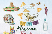 Hand Painted Mexican Fiesta Clipart, a Food Illustration by ArtCreationsDesign (Thumbnail 3 of 10)