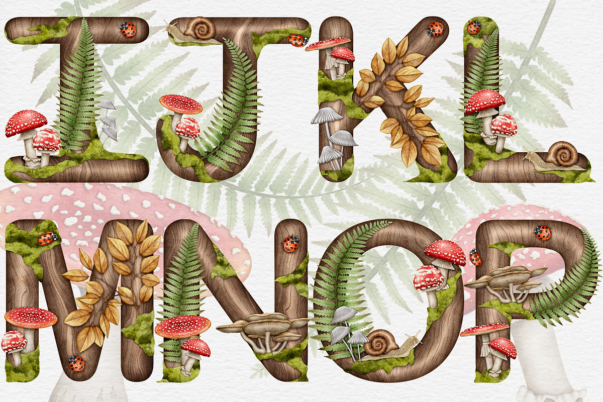 Wild Forest Alphabet Clipart set., a Decorative Illustration by Happy Sloth Graphics (Photo 3 of 9)