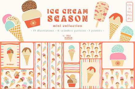 Ice Cream Season Vector Set, a Food Illustration by Olya Haifisch