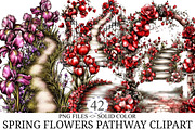 Spring Flowers Pathway Clipart, an Illustration by designcity5 (Thumbnail 1 of 5)