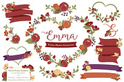 Autumn Floral Heart Wreath Clipart, an Illustration by Amanda Ilkov (Thumbnail 1 of 5)