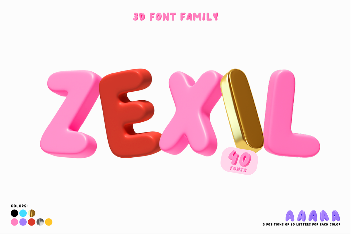 ZEXIL. 3D OTF SVG Font Family., a Symbol Font by Luxfont (Photo 1 of 13)