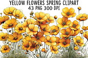 Yellow Flowers Spring Clipart, an Illustration by CraftArtStudio (Thumbnail 1 of 6)