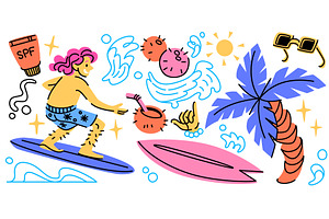 Retro tropical sticker set, a Sport Illustration by art PVP - market