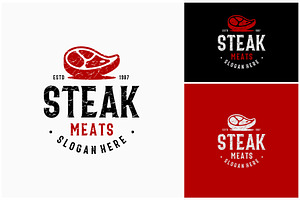 Steak Beef Meat Rustic Vintage Logo, a Branding & Logo Template by ika trisiana