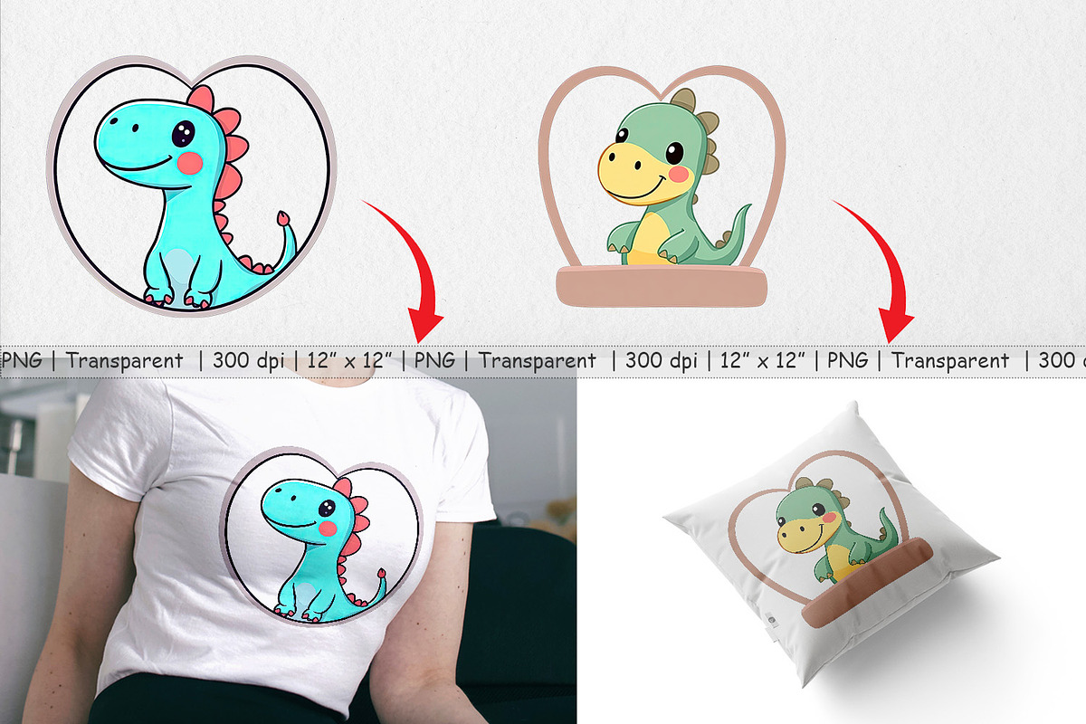 Clipart Heart Dinosaur, a Graphic by Artnoy (Photo 3 of 5)