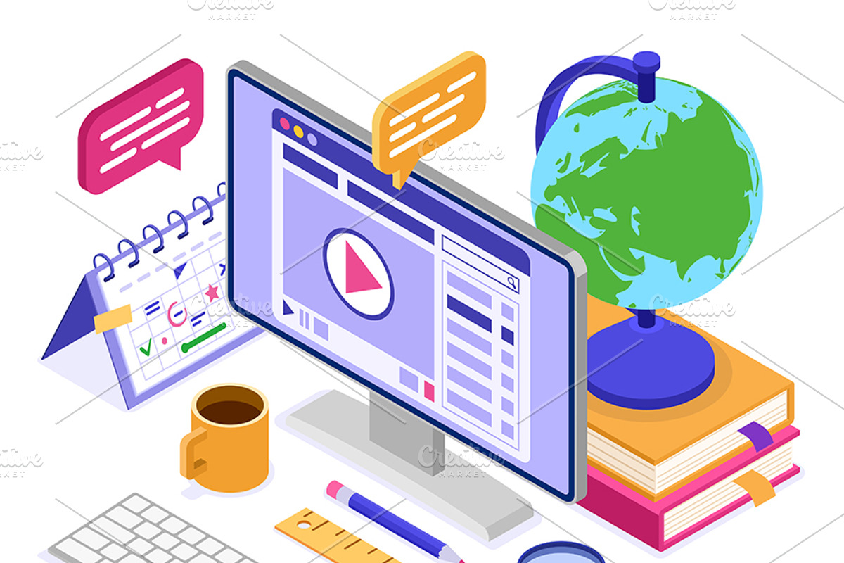 Online Distance Education from Home, an Education Illustration by TAlex (Photo 5 of 6)