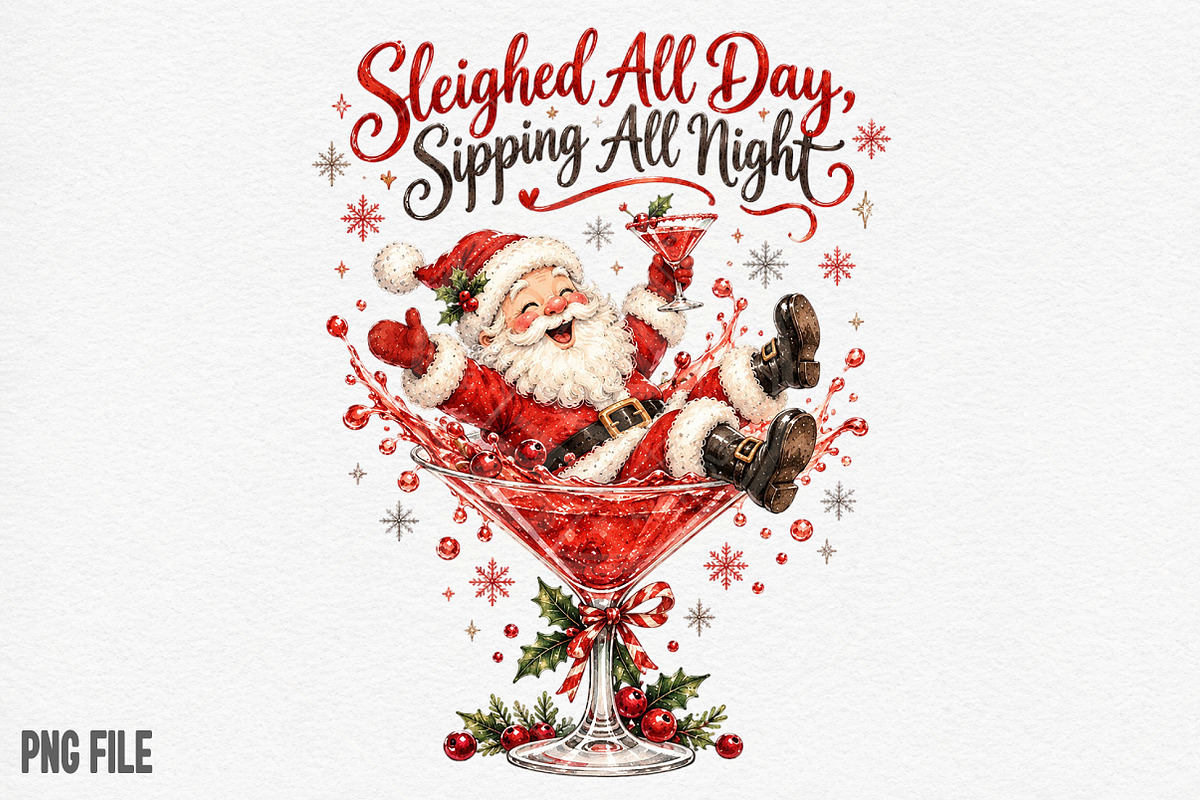 Sleighed All Day, Sipping All Night, a Seasonal Illustration by Craft Nest (Photo 1 of 6)