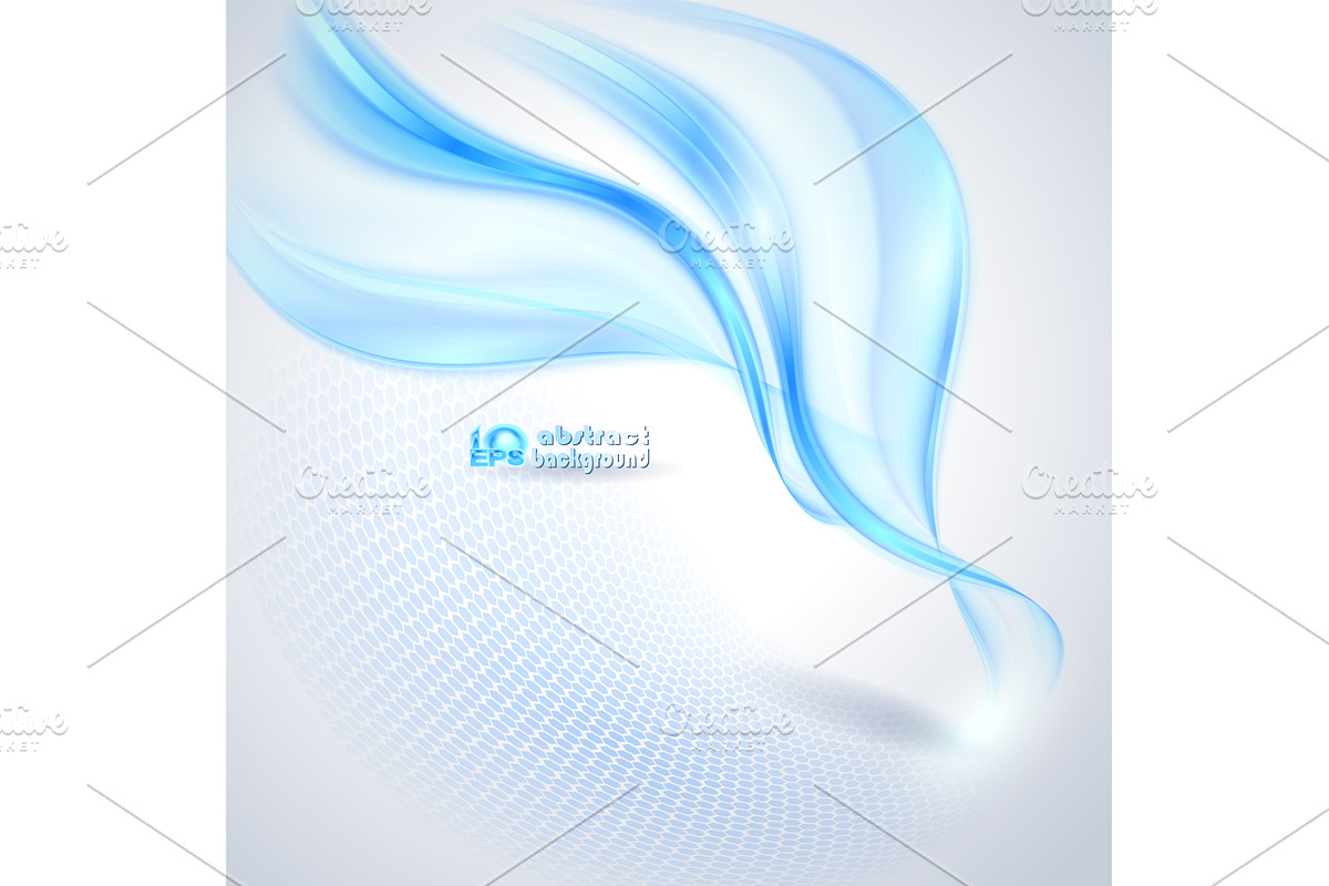 Abstract blue waving background, an Illustration by Valenty