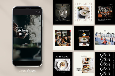 Restaurant Instagram Kit | Canva, a Social Media Template by Rose & Co.