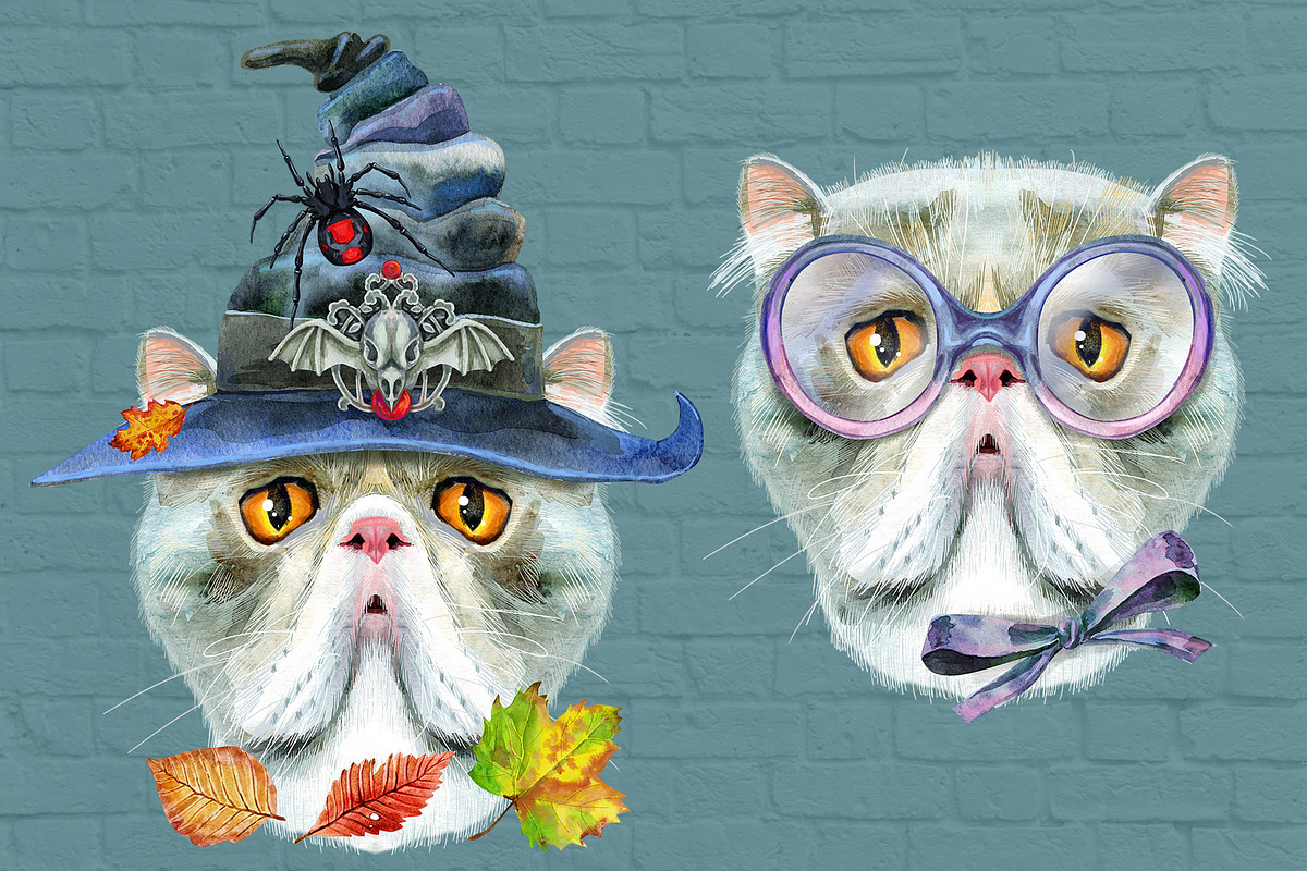 Portraits of Exotic Shorthair cat, an Animal Illustration by Watercolor fantasy (Photo 5 of 6)