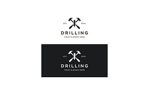 retro vintage drill or drilling indu, a Branding & Logo Template by LOGOCREATIVE