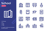 School Icon Set, an Outline Icon by Bartama Graphic (Thumbnail 1 of 2)