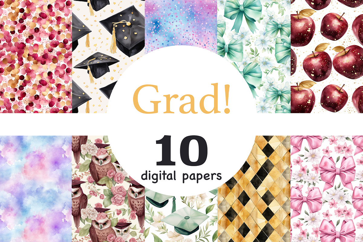 Graduation Digital Paper, a Pattern Graphic by GlamArtZhanna (Photo 1 of 4)