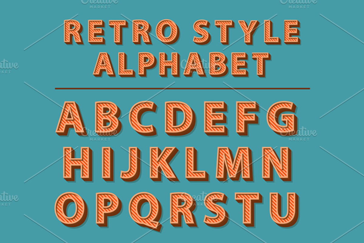 Retro style alphabet, an Education Illustration by sibgat (Photo 1 of 3)