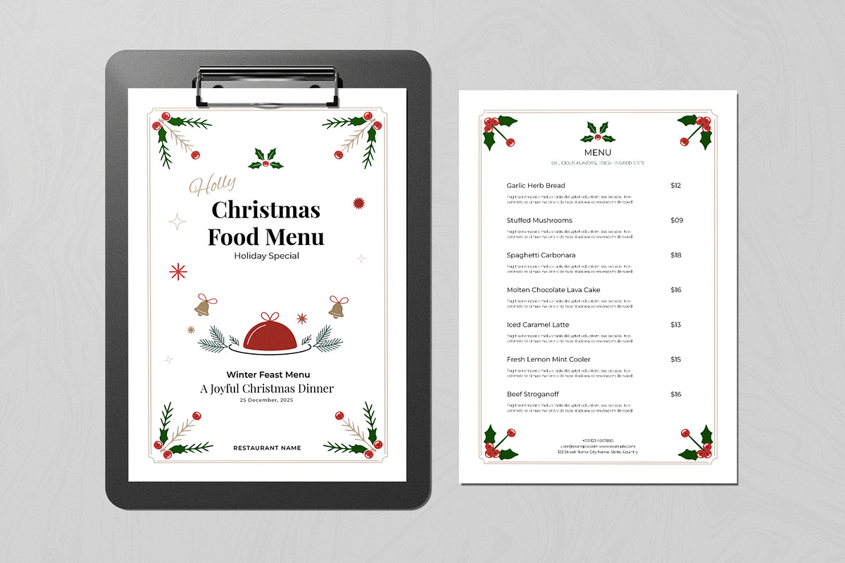 Christmas Food Menu for Restaurants, a Flyer Template by MightyDesign (Photo 1 of 8)