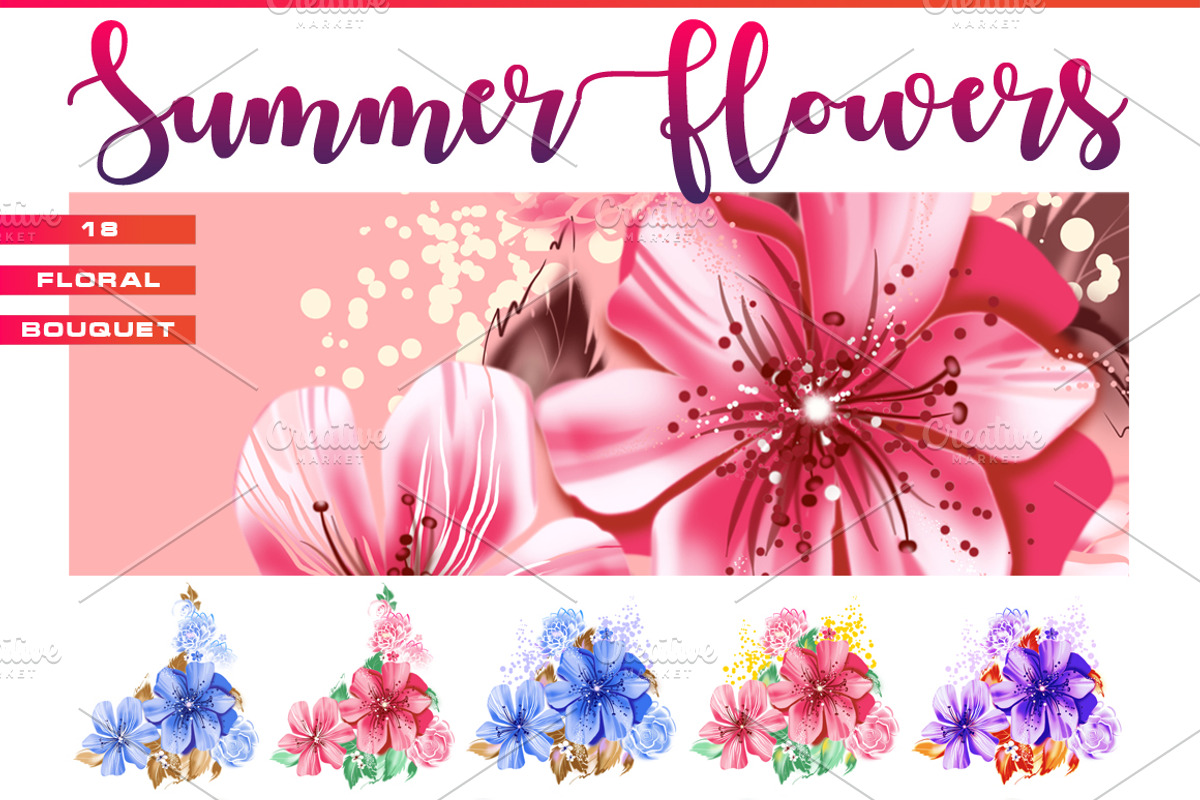 Summer flowers, photoshop painting, a Decorative Illustration by Allween (Photo 5 of 13)