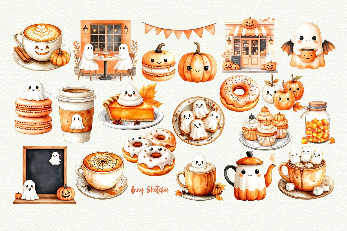 Cute Ghost Cafe, a Seasonal Illustration by Anna Design Studio (Photo 4 of 13)